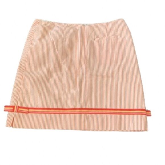 Mollie B Tote & Matching Skirt Set – Pink Orange Seersucker with Ribbon - Picture 4 of 12